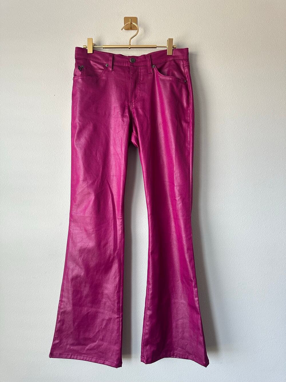 Vintage Y2K Tyte Purple Coated Flare Pants Bratz Barbiecore Festival Size 9